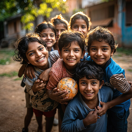 Children with food